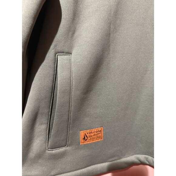 Volcom Workwear Mens Sweater M Medium Gray Pockets Quarter Zip Warm - Picture 3 of 9